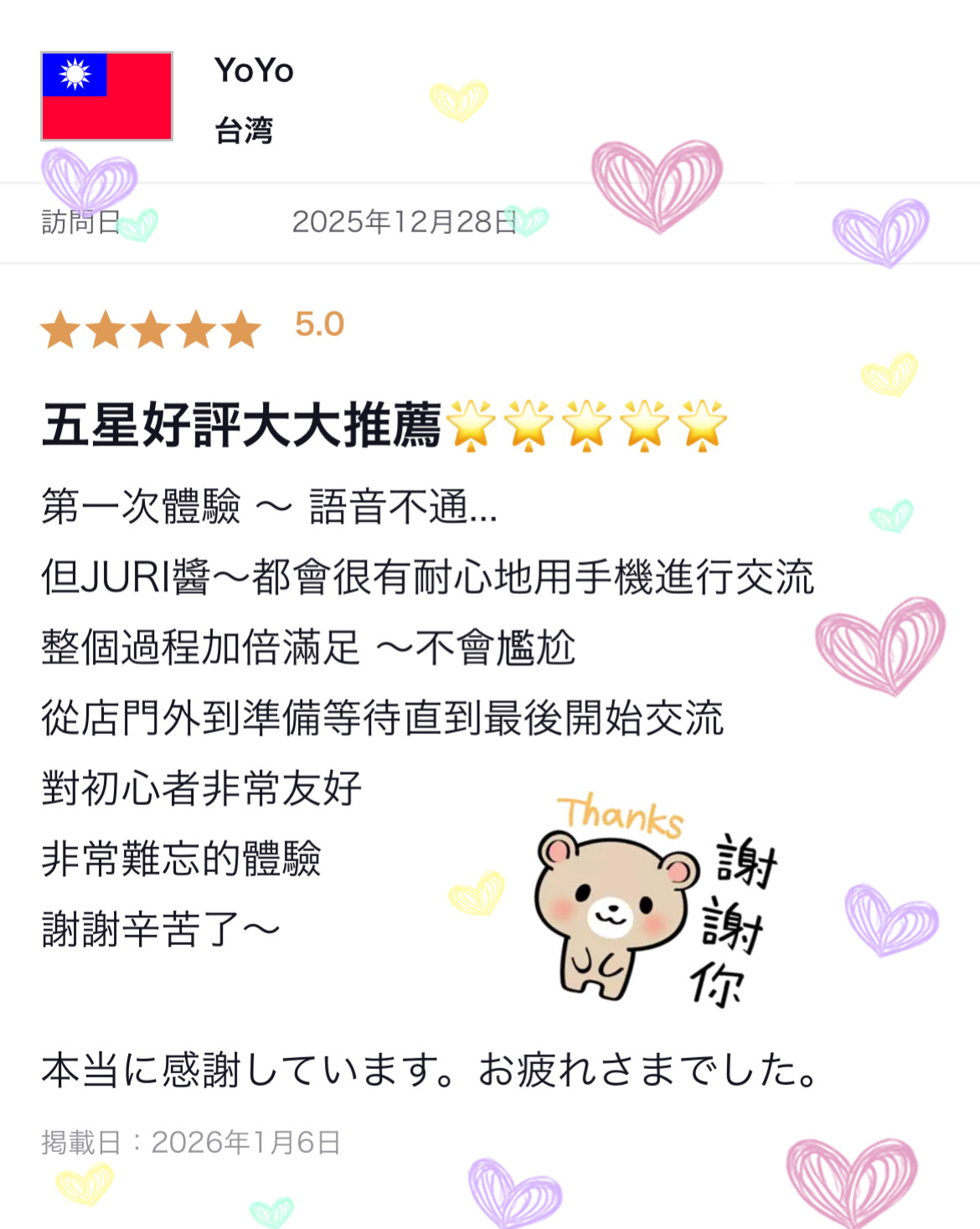 口コミ返信アップロード画像